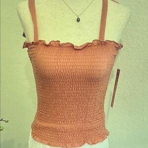 Crave Fame Ruffled Smocked Camisole - Rust
